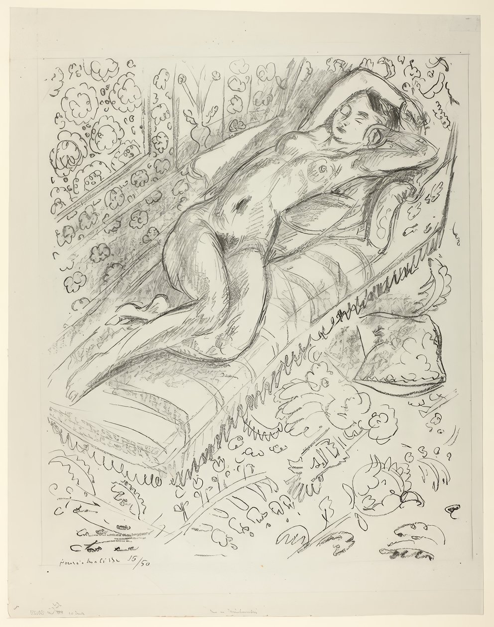 Nu se reposant sur une chaise sur fond de moucharabieh - Henri Matisse