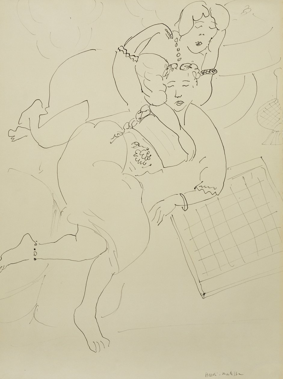 Odalisques avec damier, vers 1928 (plume et encre noire sur papier) - Henri Matisse