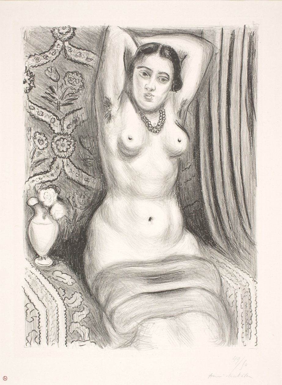 Modèle féminin nu assis, les bras croisés derrière le dos (odalisque) - Henri Matisse