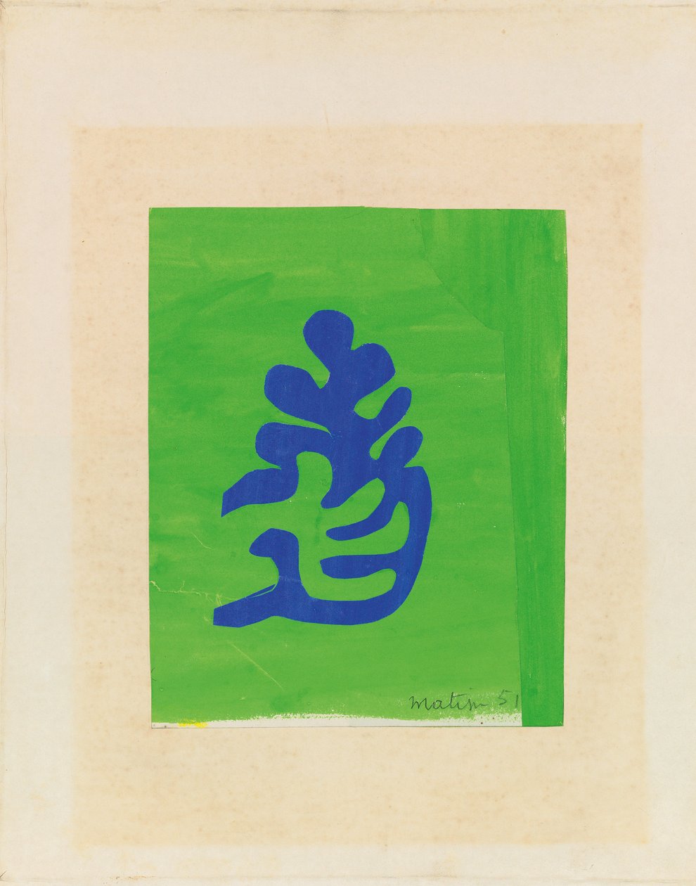 Petite arabesque bleue sur fond vert - Henri Matisse