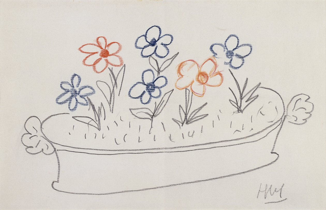 Quelques fleurs (crayon et crayons de couleur sur papier) - Henri Matisse