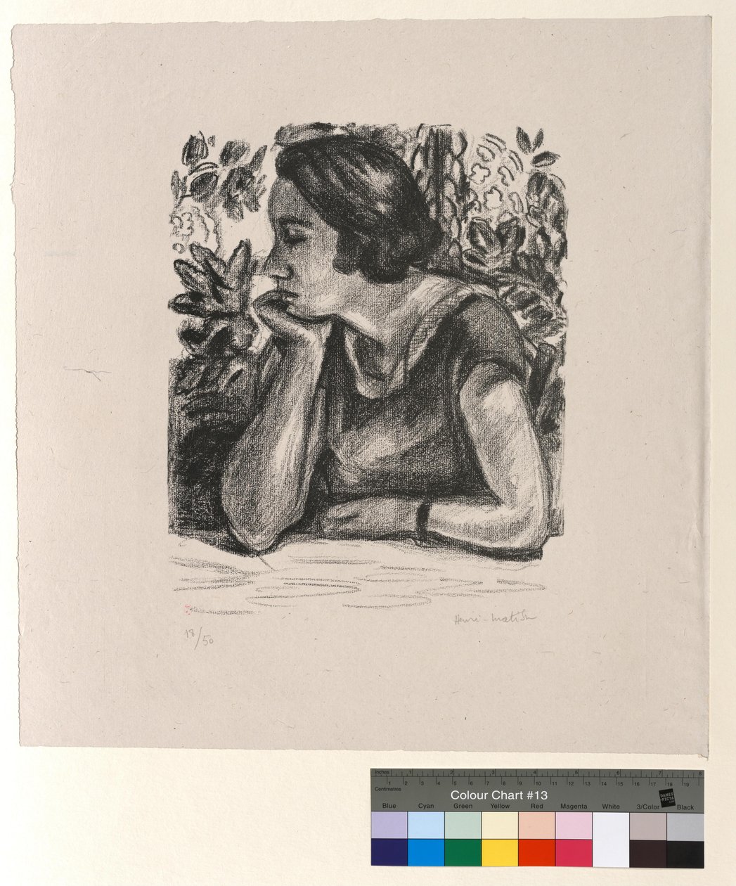 Visage de profil reposant sur un bras, paravent Louis XIV - Henri Matisse