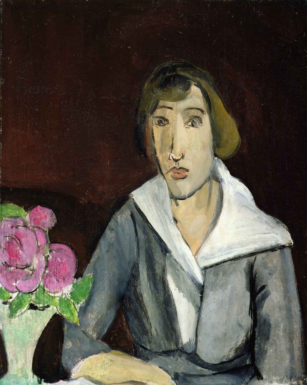 Femme aux roses (huile sur toile) - Henri Matisse