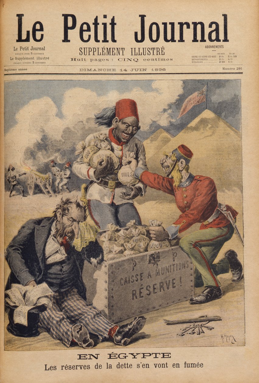 Égypte : Les Réserves de la Dette partent en fumée, illustration du Petit Journal, 14 juin 1896 - Henri Meyer