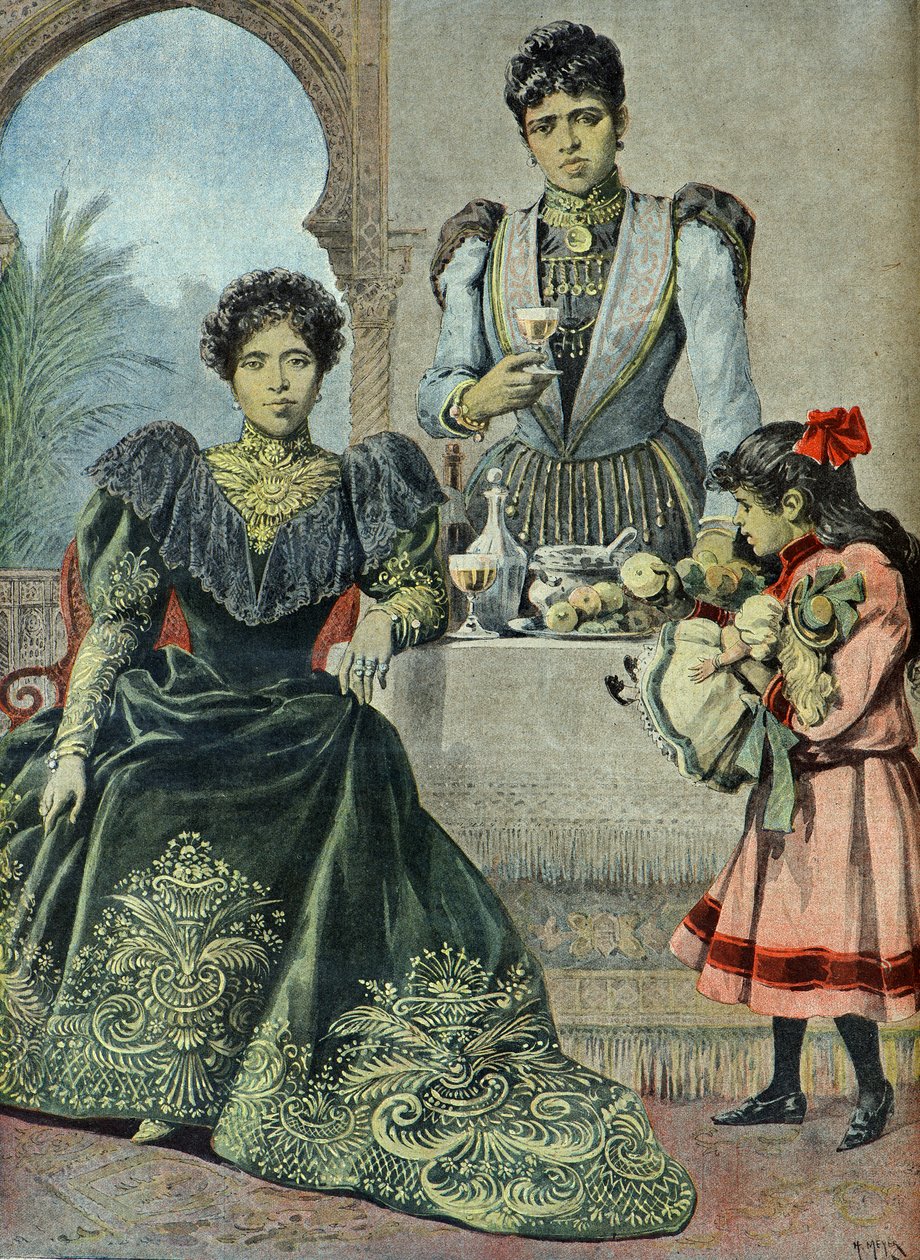 Portrait de la reine Ranavalona 3 en exil en Algérie en 1899 (Gravure) - Henri Meyer