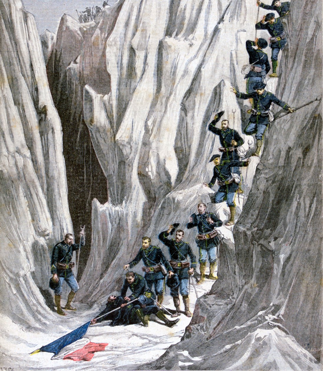 Le cadavre découvert du lieutenant Bujon, Alpes françaises, 1891 - Henri Meyer