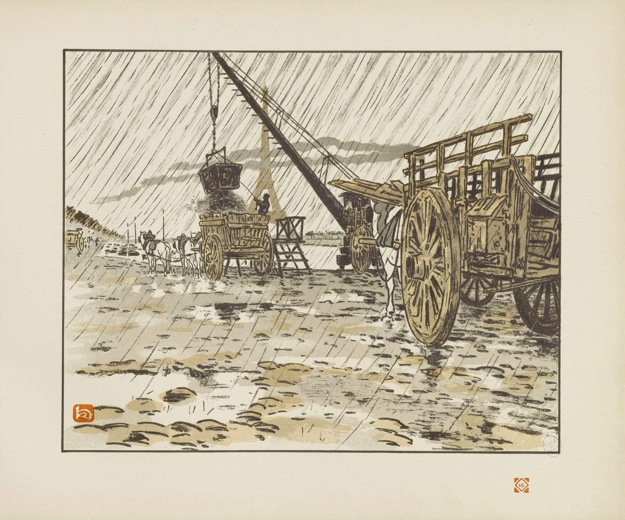 Du quai de Passy, par la pluie [Les trente-six vues de la tour Eiffel] - Henri Rivière