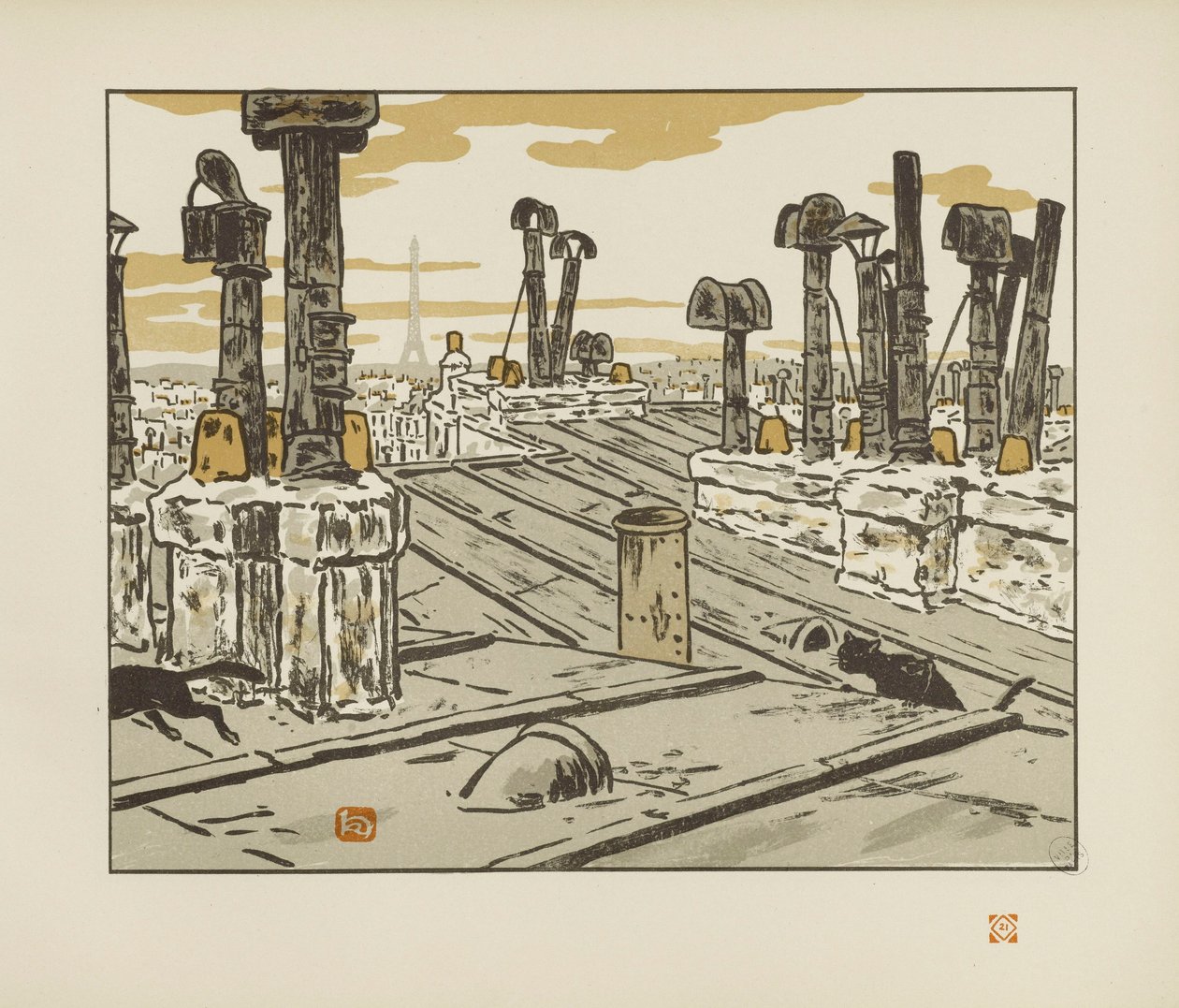 Sur les toits [Les trente-six vues de la tour Eiffel] - Henri Rivière