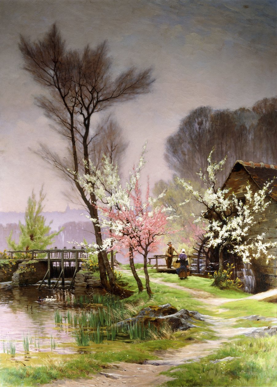 Au moulin à eau, printemps - Henri Saintain