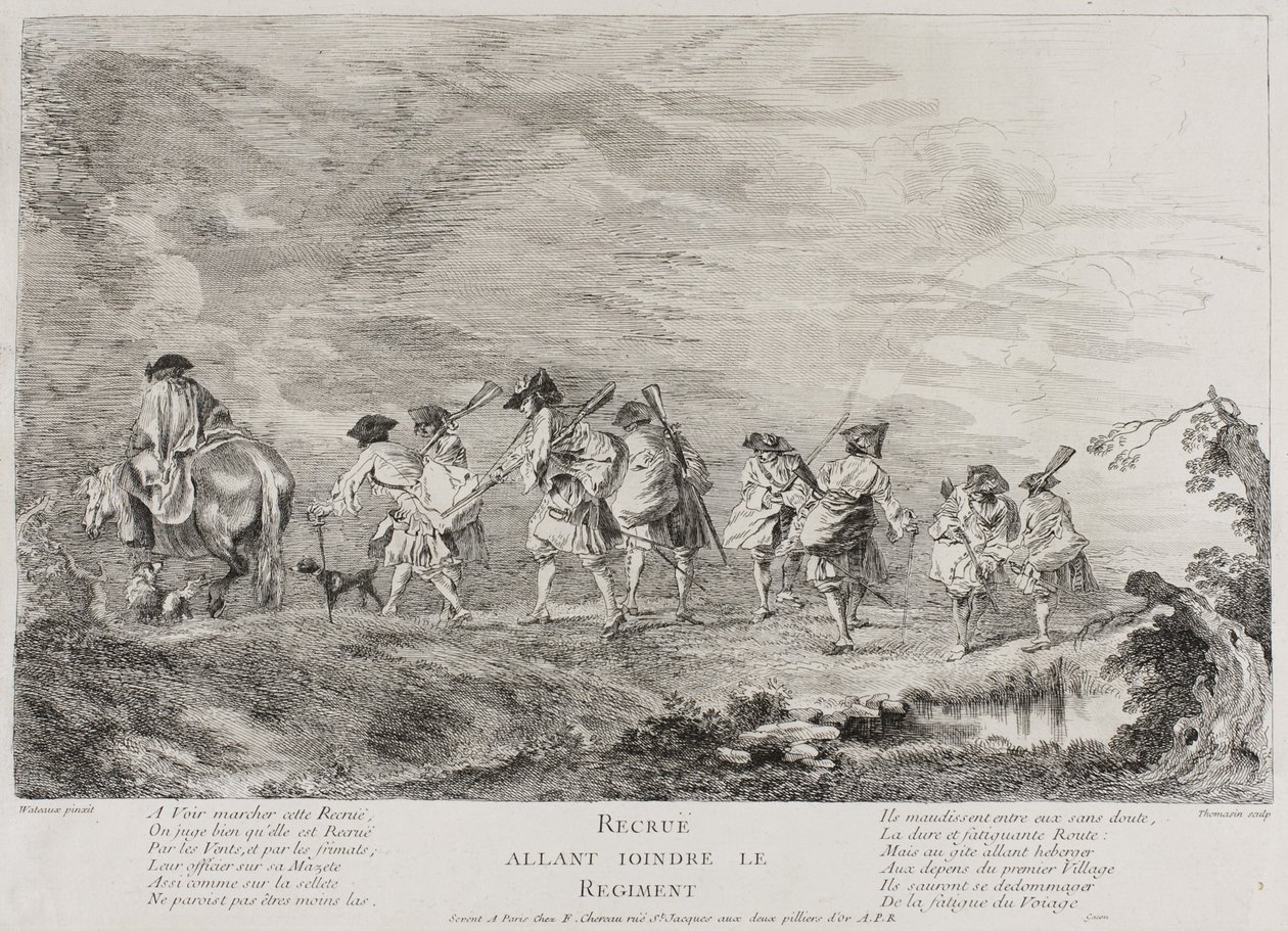 Recrues rejoignant le régiment, vers 1717?-26 - Henri Simon Thomassin