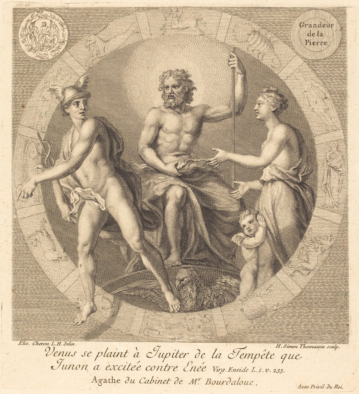 Vénus se plaint à Jupiter de la tempête que Junon a excitée contre Énée - Henri Simon Thomassin after Elisabeth Sophie Cheron