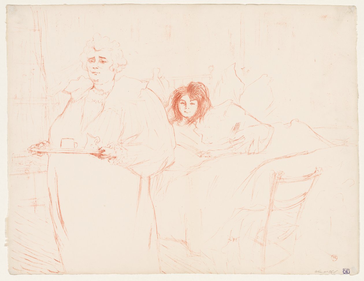 Elles : Femme portant un plateau, Mme Baron et Mlle Popo - Henri de Toulouse-Lautrec
