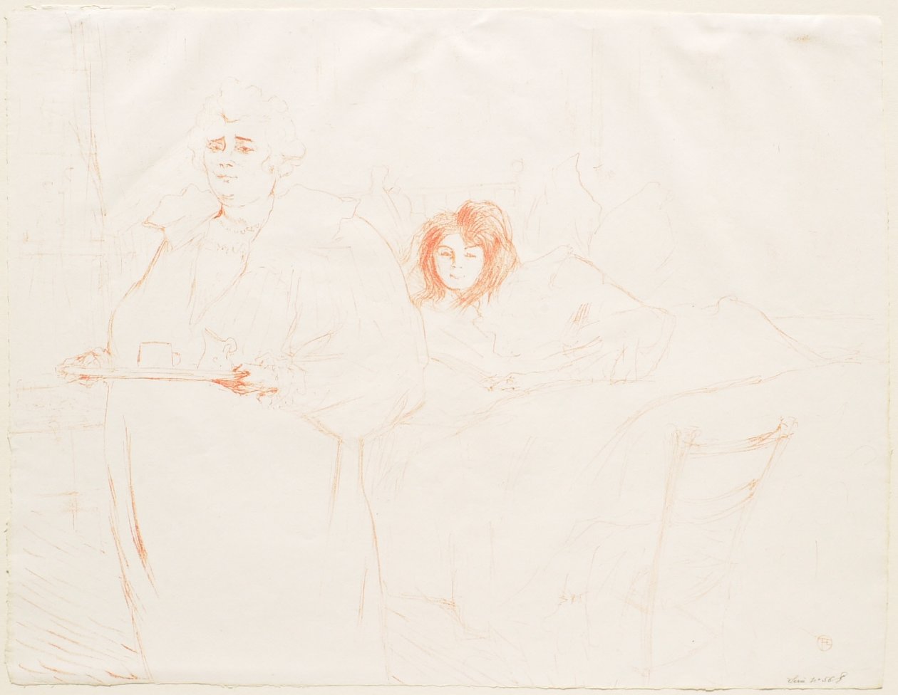 Elles : Femme avec un plateau : Petit déjeuner - Mme Baron et Mlle Popo - Henri de Toulouse-Lautrec