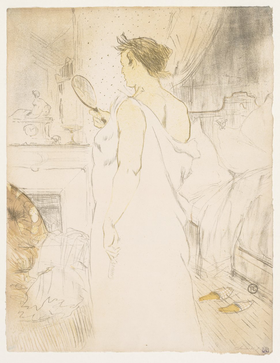 Elles : Femme avec un miroir à main - Henri de Toulouse-Lautrec