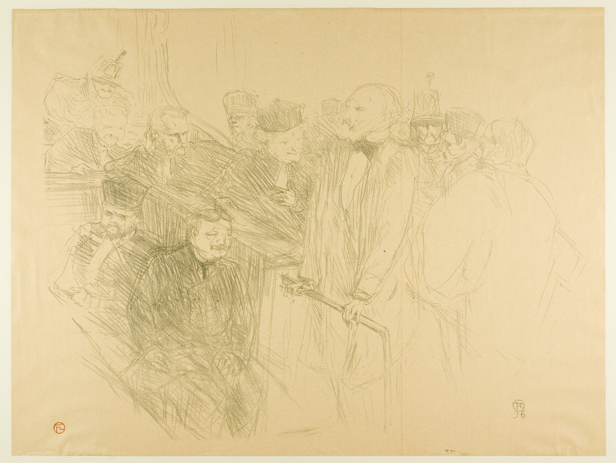Le Procès Arton, Ribot Témoignant (deuxième planche) - Henri de Toulouse-Lautrec