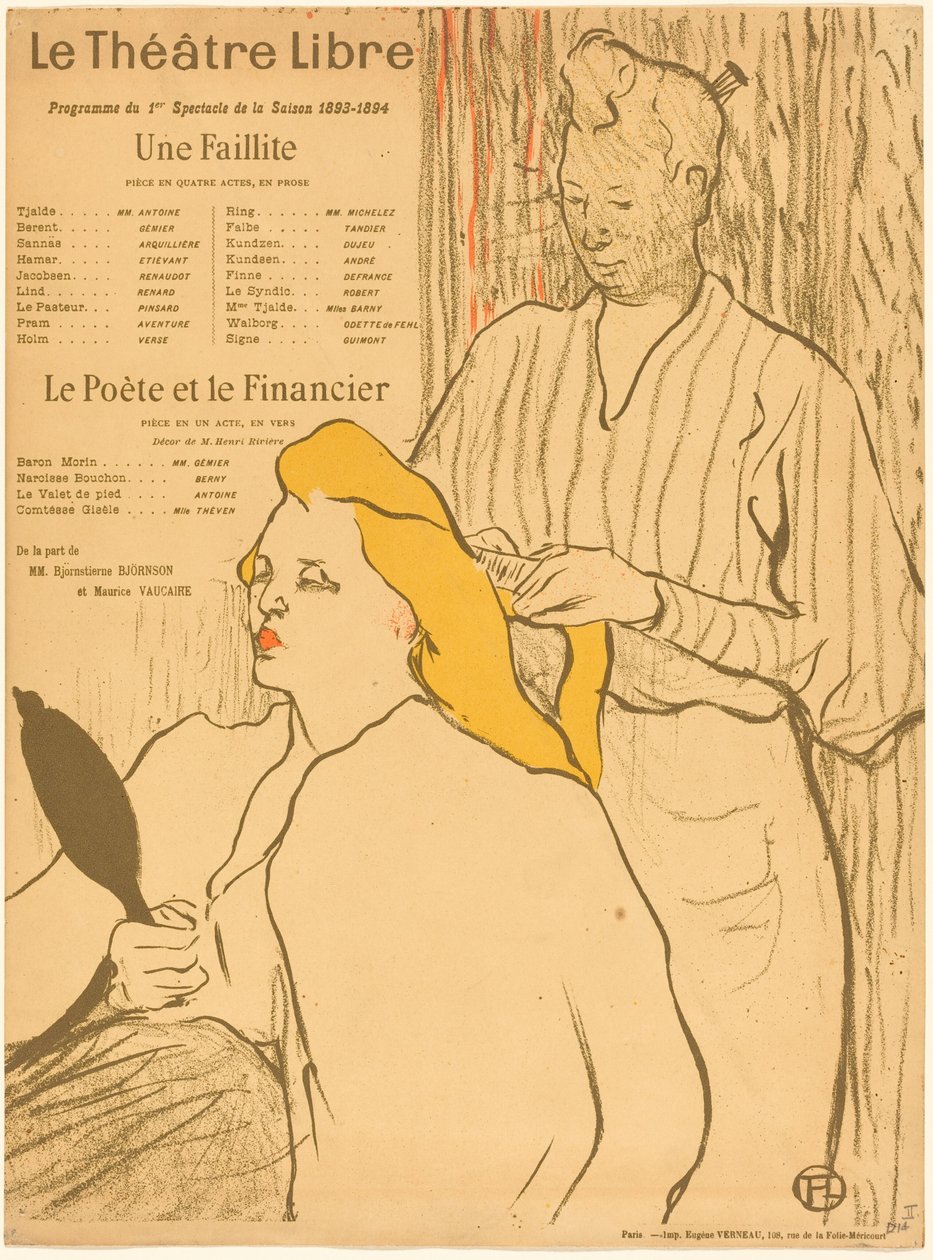The Hairdresser - Program for the Theatre-Libre (Le coiffeur - Programme du Théatre-Libre) - Henri de Toulouse-Lautrec