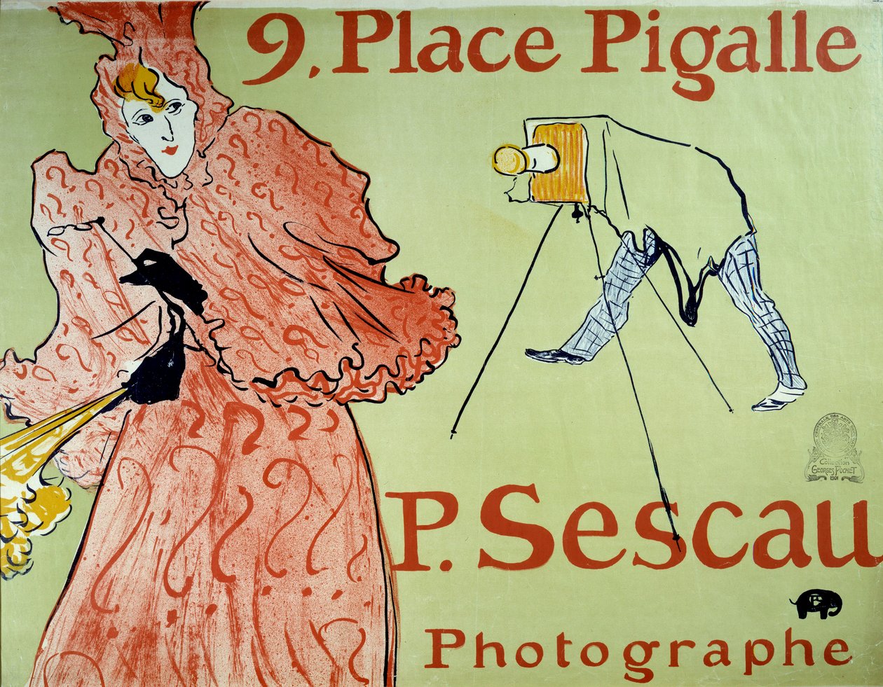 Publicité pour le photographe P. Sescau, 9 Place Pigalle à Montmartre - Henri de Toulouse Lautrec