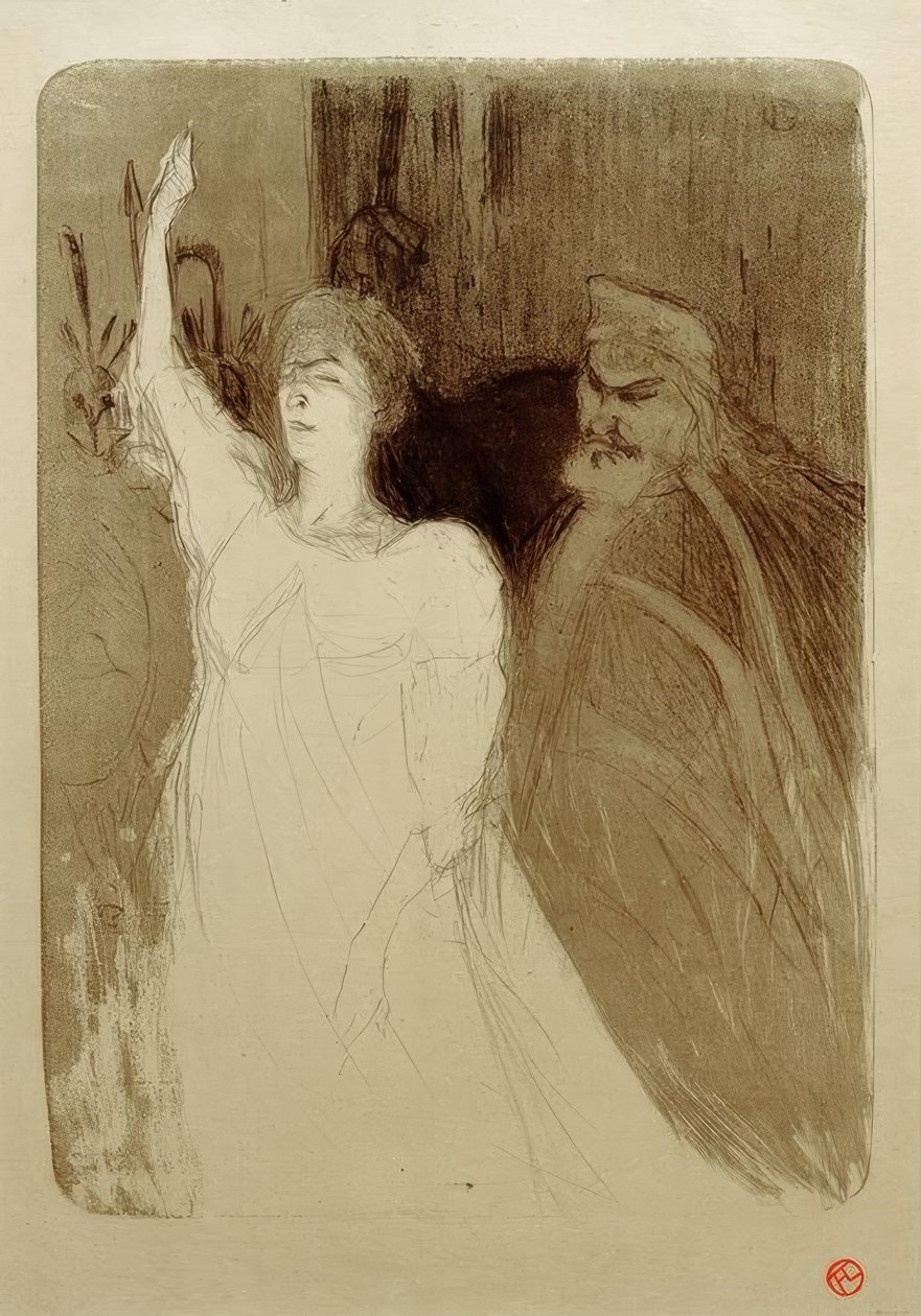 Bartet et Mounet-Sully, dans Antigone - Henri de Toulouse Lautrec