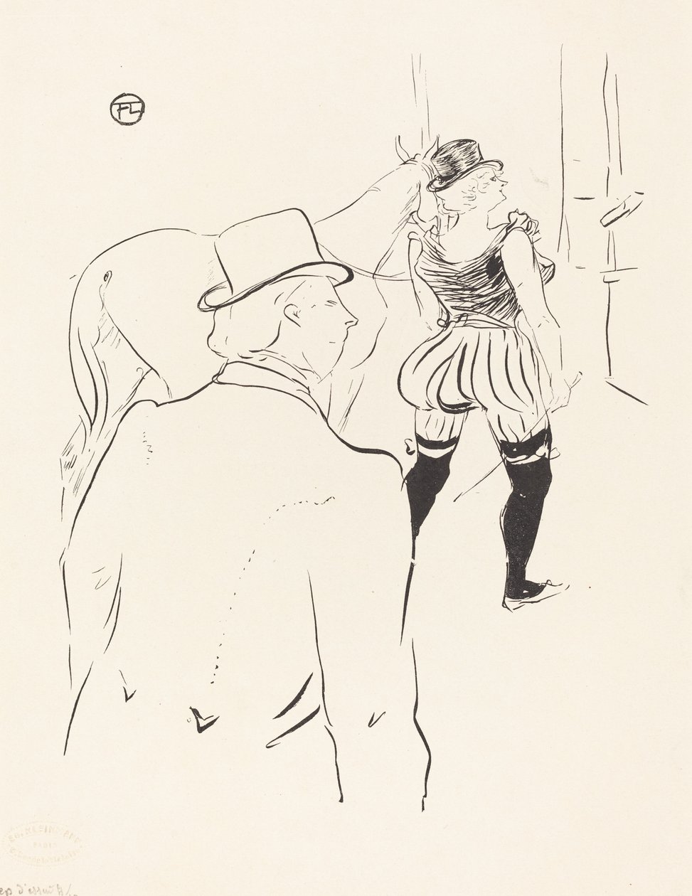 Dans les coulisses des Folies-Bergère : Mme Lona Barrison avec son manager et mari - Henri de Toulouse Lautrec