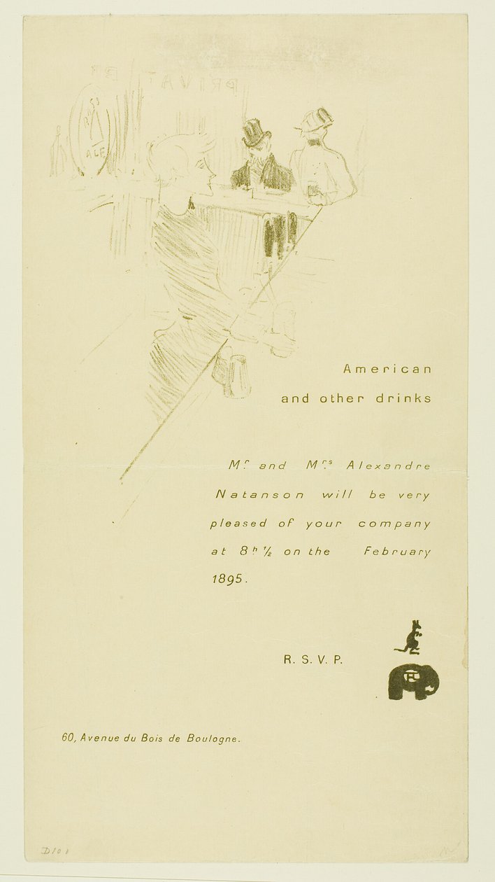 Invitation pour M. et Mme Alexandre Natanson - Henri de Toulouse-Lautrec