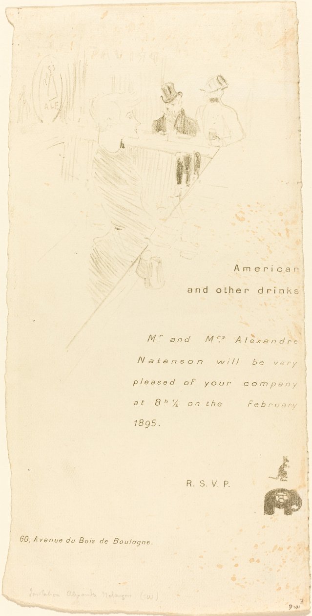 Invitation de M. et Mme Alexandre Natanson - Henri de Toulouse Lautrec