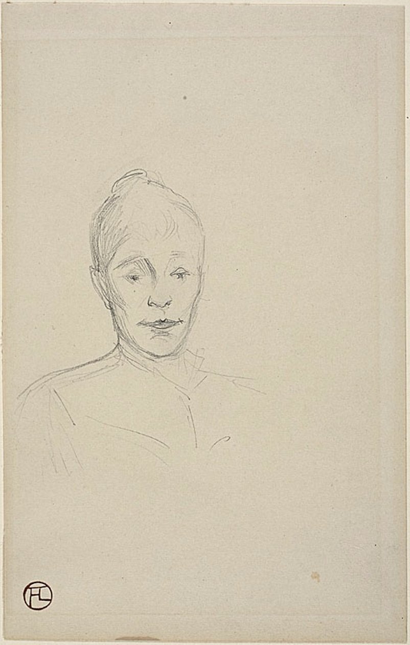 Étude : Visage de femme avec un col haut - Henri de Toulouse-Lautrec