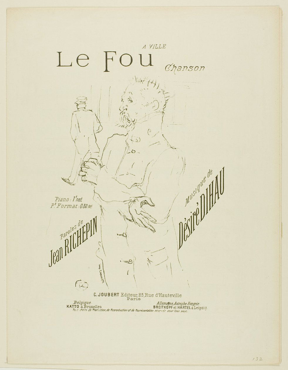 Le Fou, tiré de Mélodies de Désiré Dihau - Henri de Toulouse Lautrec