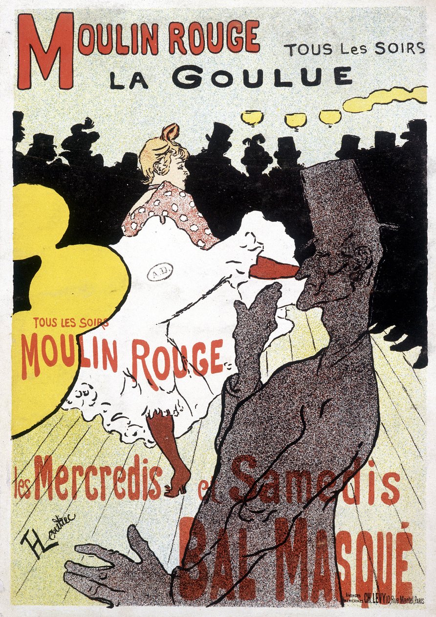 Affiche de Toulouse Lautrec pour le Moulin Rouge et La Goulue - Henri de Toulouse Lautrec