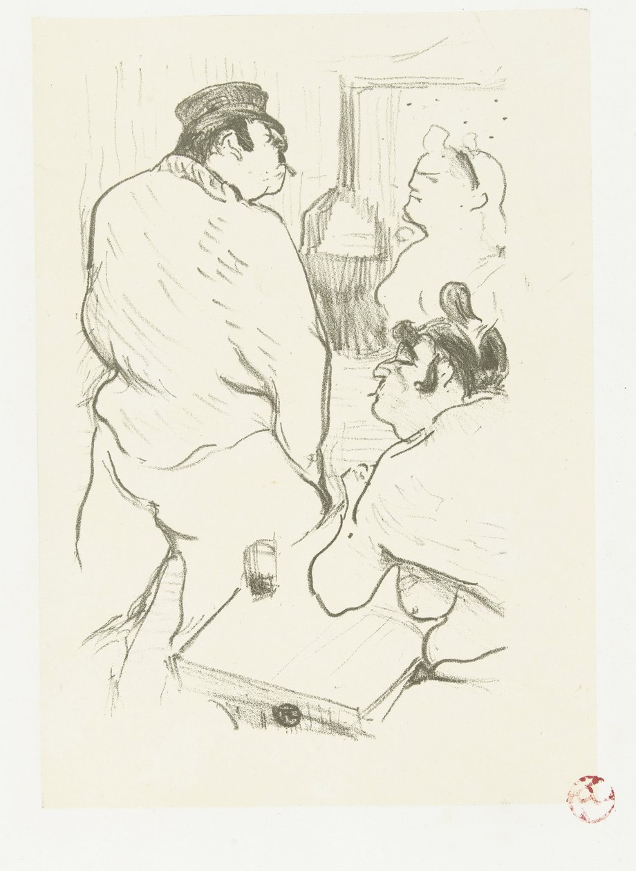 Deux femmes et un homme dans un bordel - Henri de Toulouse Lautrec