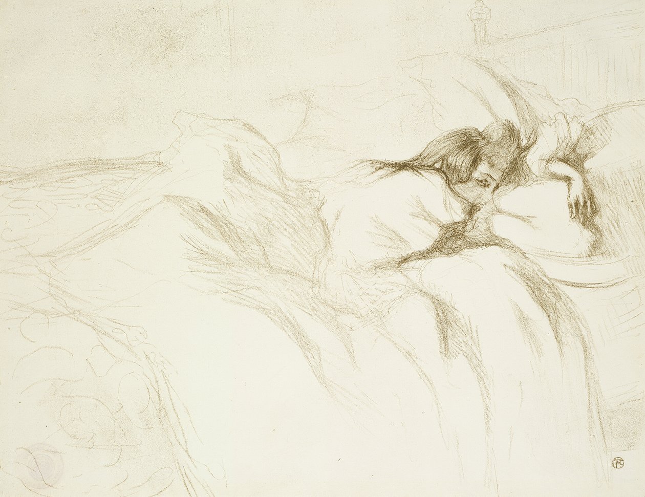 Femme au lit—Réveil, planche trois de Elles - Henri de Toulouse Lautrec