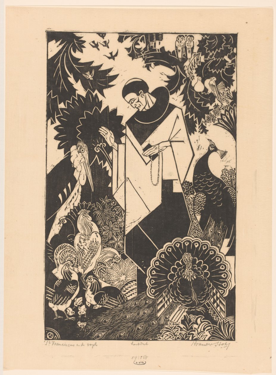 Saint François et les oiseaux - Henri van der Stok (signed by artist)
