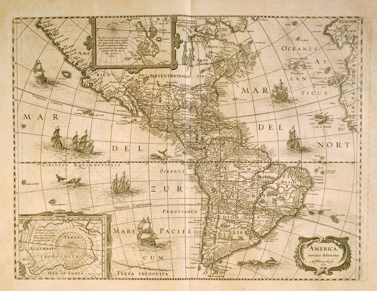 Carte des Amériques par Henricus Hondius - Henricus Hondius