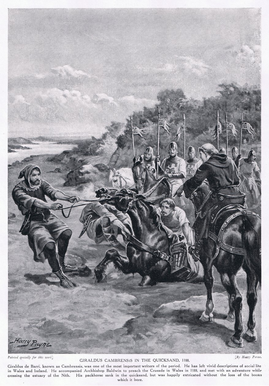 Giraldus Cambrensis dans les sables mouvants AD1188, années 1920 - Henry A. Payne