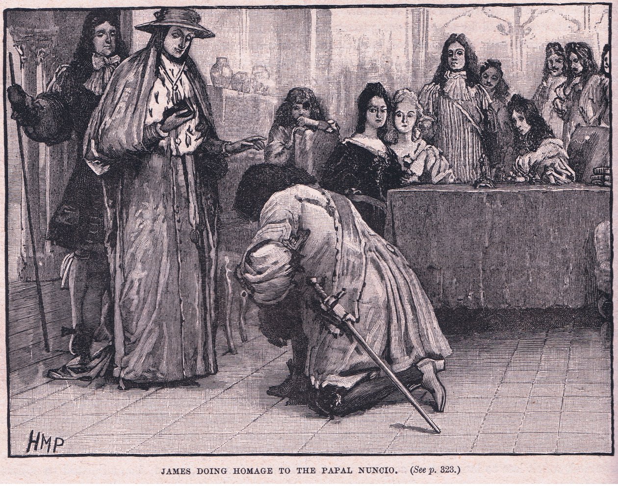 James rendant hommage au nonce papal en 1687 - Henry Marriott Paget