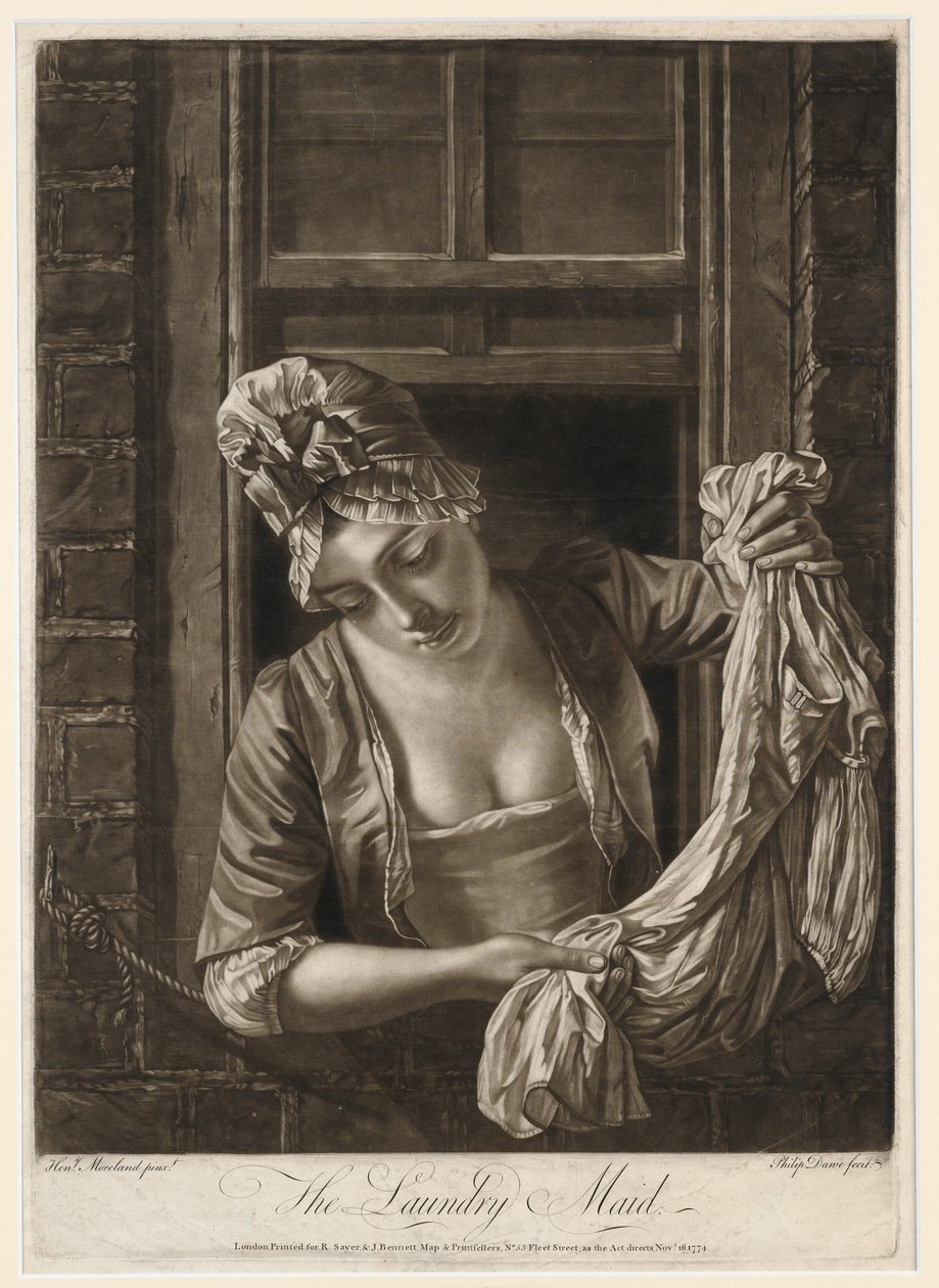 La blanchisseuse, gravure réalisée par Philip Dawe, 1772 - Henry Robert Morland