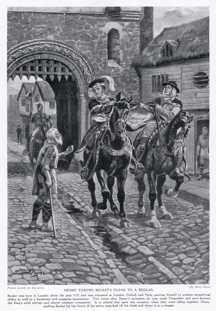 Henri jette le manteau de Becket à un mendiant AD1117, années 1920 - Henry A. Payne