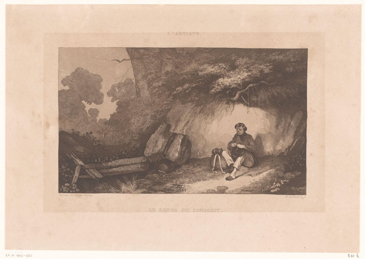 Paroi rocheuse avec un homme se reposant (L