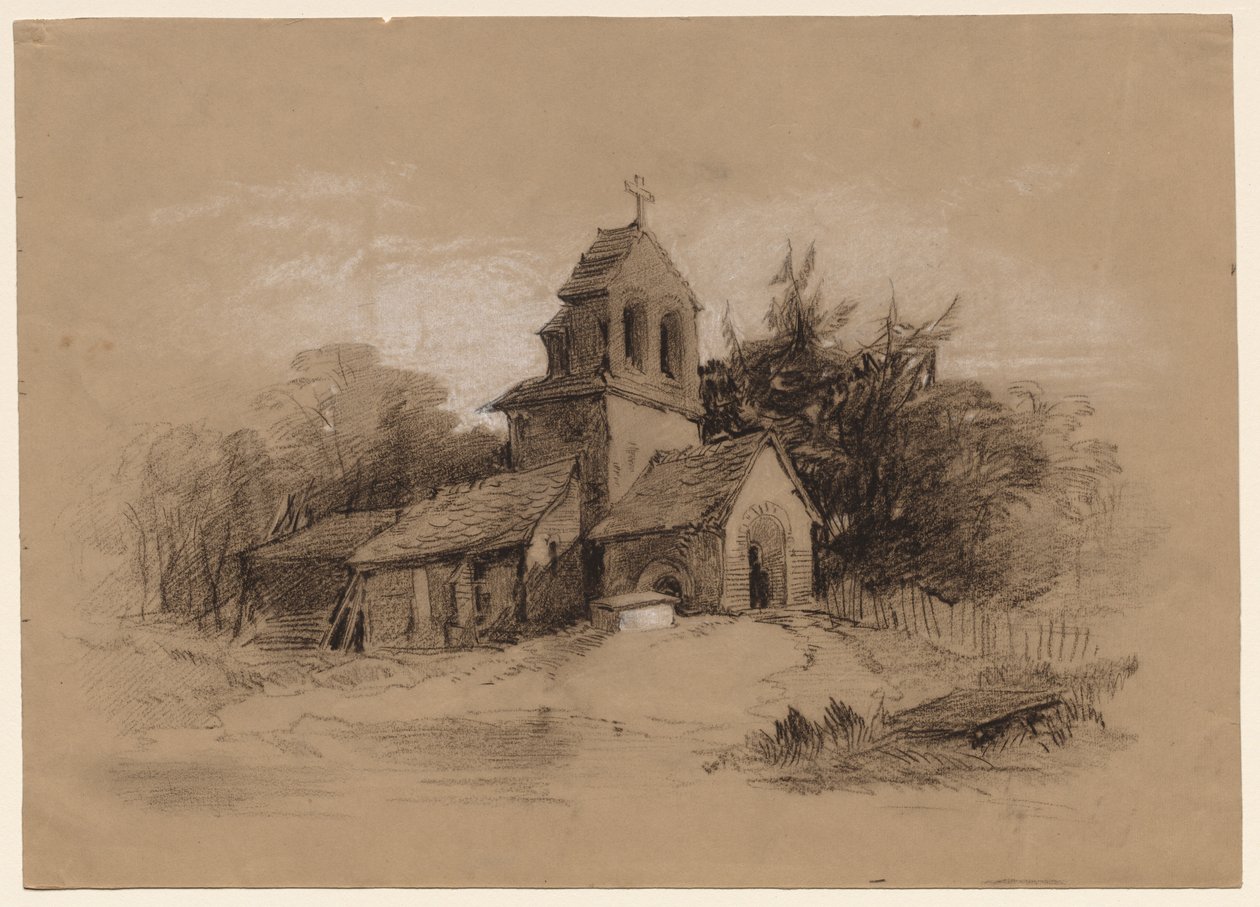Église dans un paysage, 1800s - Henry Bright