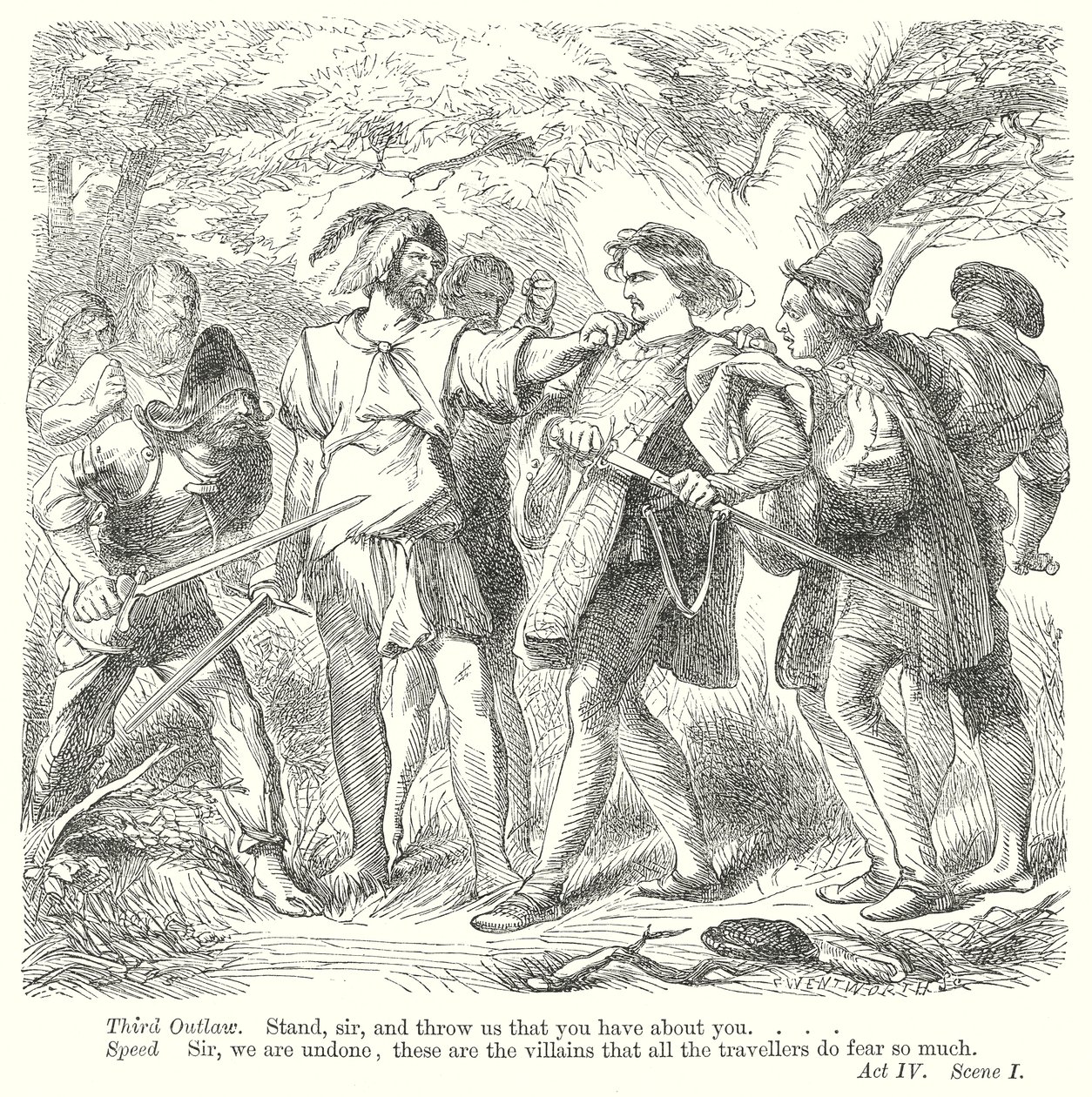 Les deux gentilshommes de Vérone (gravure) - Henry Courtney (after) Selous