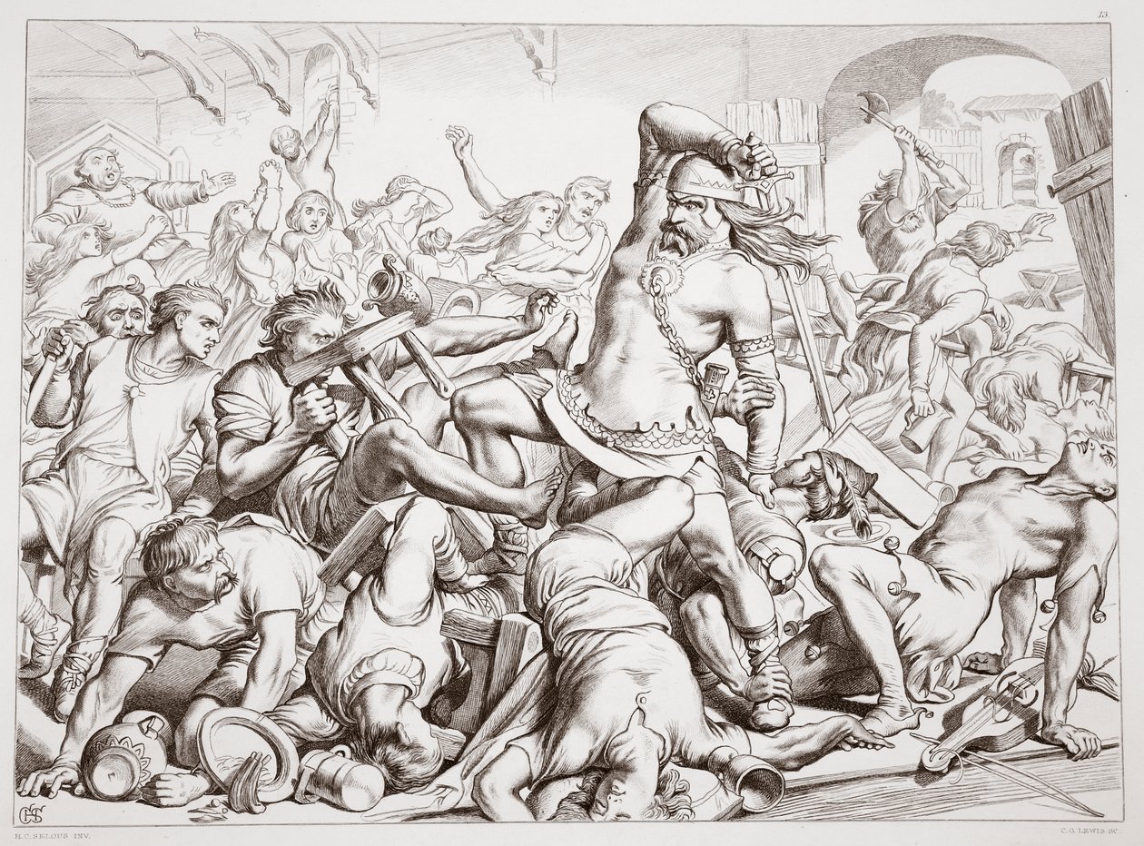 Comment Hereward a débarrassé Bourne des Français, illustration de Hereward the Great par Charles Kingsley, pub. 1870 - Henry Courtney Selous