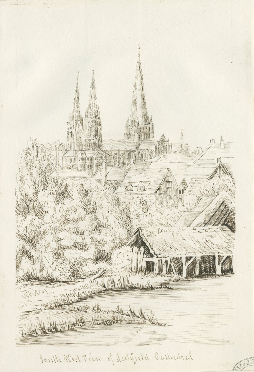 Cathédrale de Lichfield - Vue sud-ouest - Henry Curzon Allport