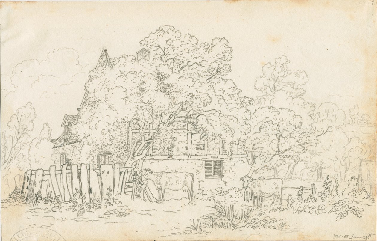Yoxall - Vieille ferme : dessin au crayon, nd [vers 1815] - Henry Curzon Allport