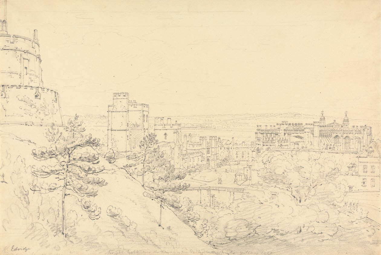 Château de Windsor depuis le glacis de la tour ronde - Henry Edridge