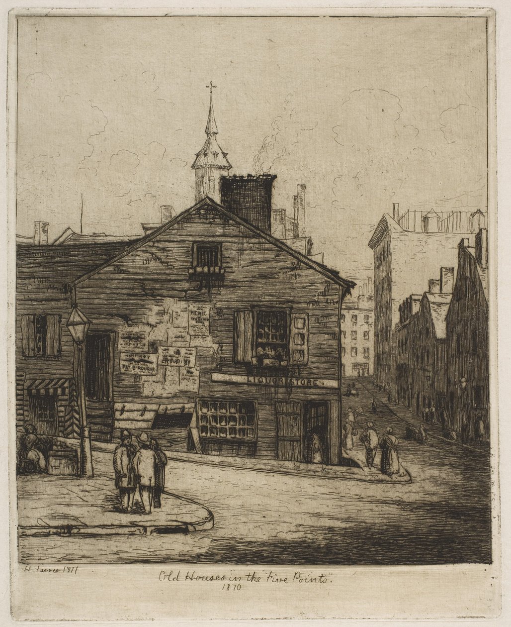 Vieilles maisons dans les « Five Points », 1870, tiré de « Scenes of Old New York » - Henry Farrer