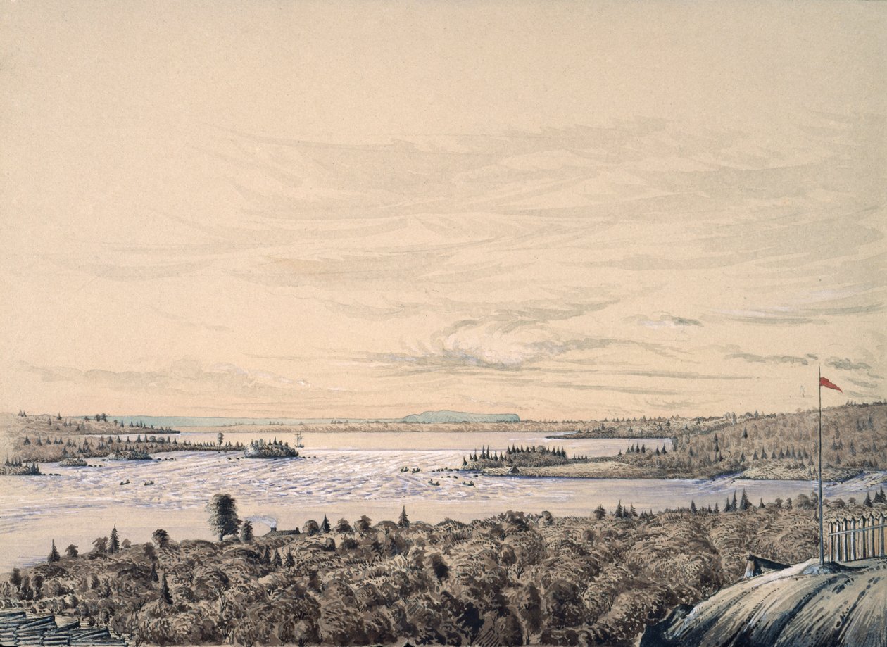 Sault de Ste. Marie entre les lacs Huron et Supérieur, 1842 - Henry Francis Ainslie