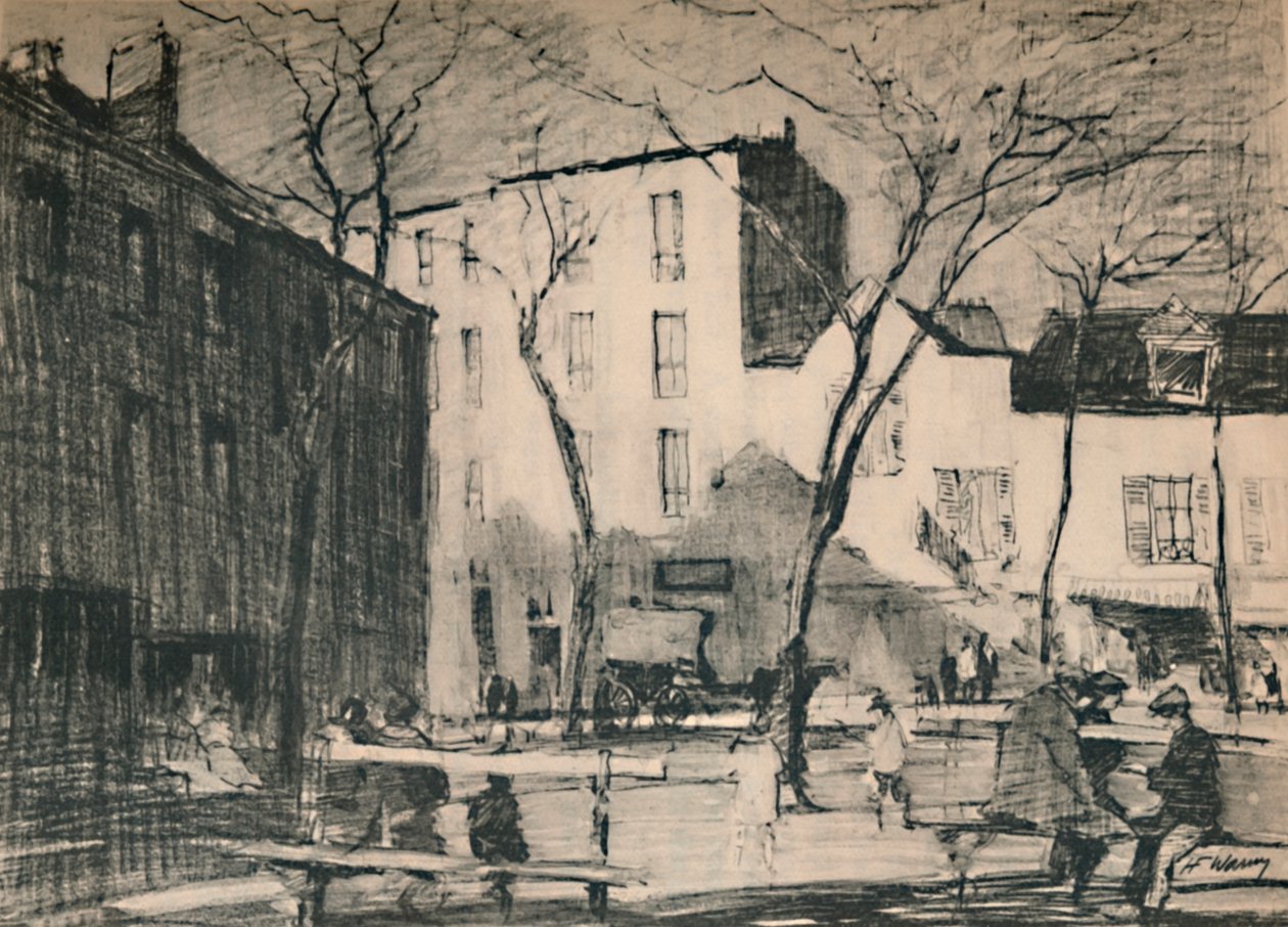 La Place du Tertre, une place de village intacte, c1927 - Henry Franks Waring