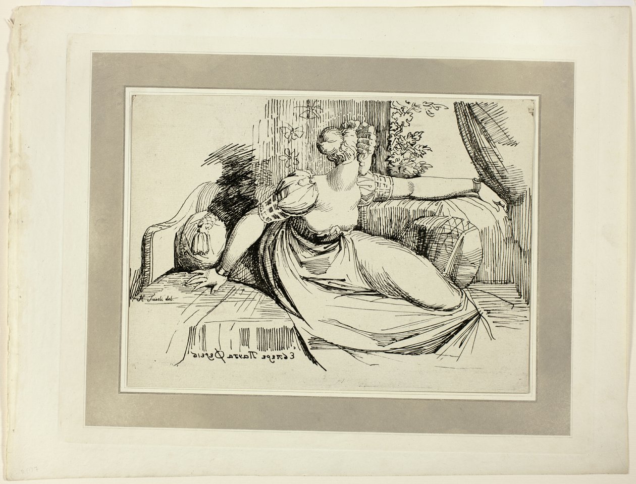 Une femme assise près de la fenêtre ("Soir, tu apportes tout"), du premier numéro de Specimens of Polyautography - Johann Heinrich Füssli