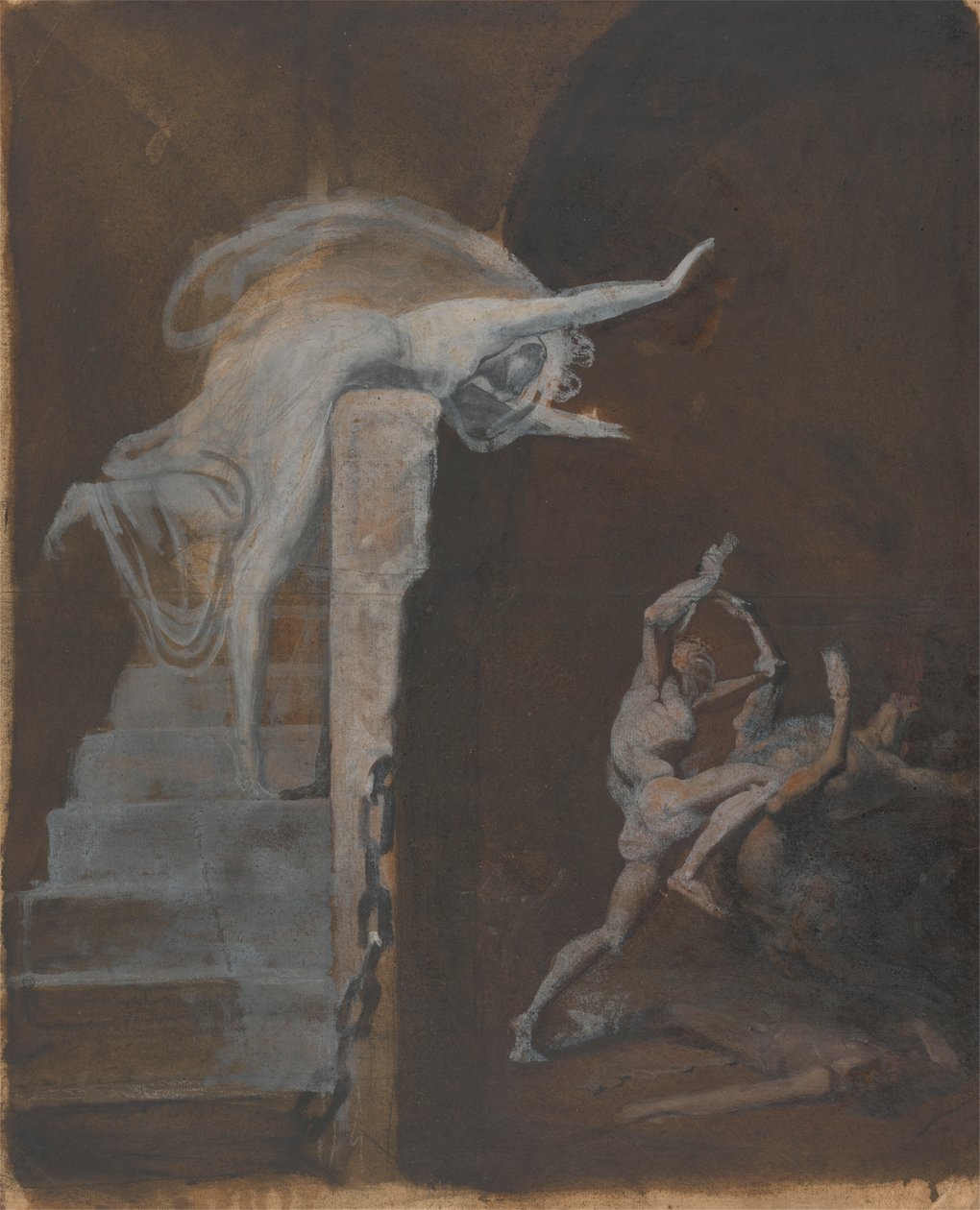 Ariane regardant la lutte de Thésée avec le Minotaure - Johann Heinrich Füssli