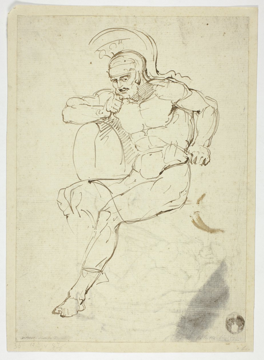 Guerrier assis (recto) ; Guerrier à pied (verso) - Henry Fuseli