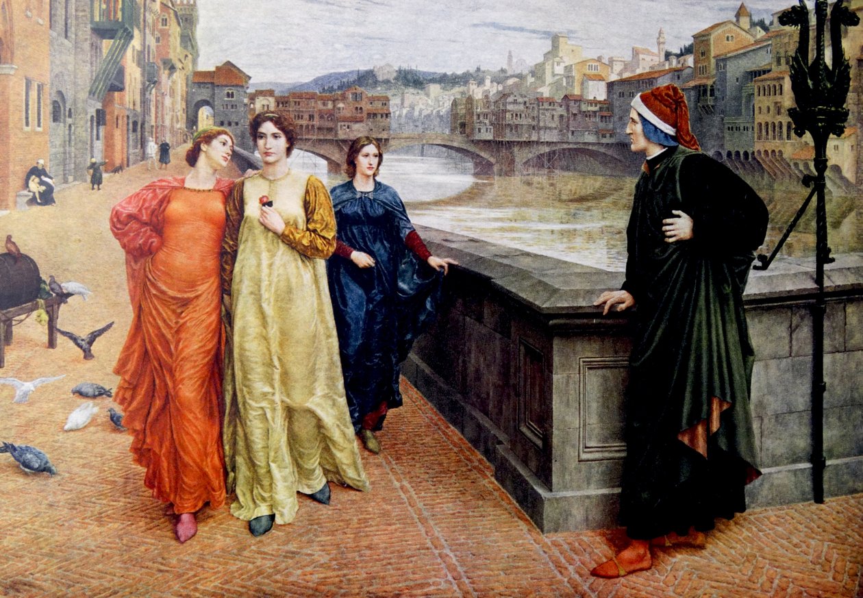 Dante Alighieri rencontrant sa muse Béatrice Portinari à Florence - Henry Holiday